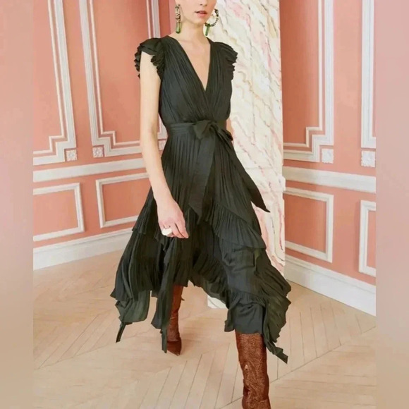 Ulla Johnson Abella Midi Dress in forest 2